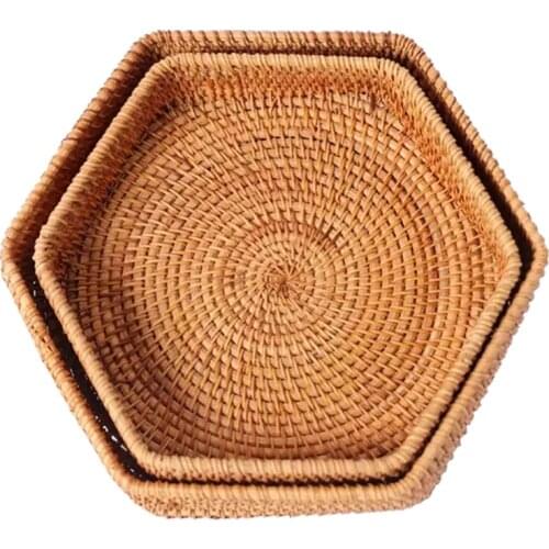 2-piece set rattan fruit basket set Candy vegetable fruit Storage Trays foods dishes dried fruit plates snack bowl storage baskt