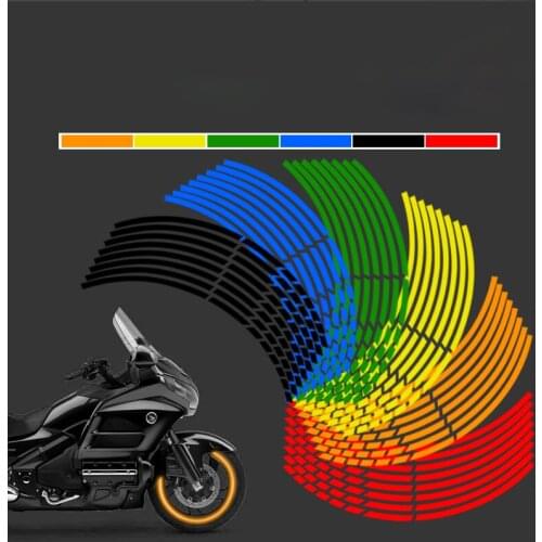 16pcs 17"18" Strips Motorcycle Car Wheel Tire Stickers Reflective Rim Tape Motorbike Auto Decals