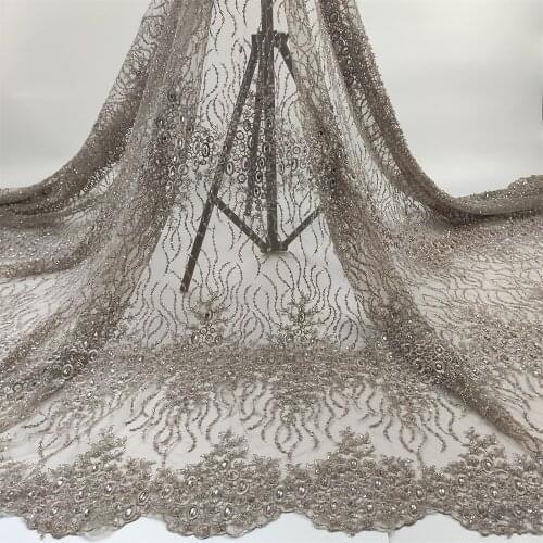 Nigerian Lace Fabric 2021 High Quality Embroidery Tulle Lace Latest African French Net Lace With Beads For Party qpaZ0521