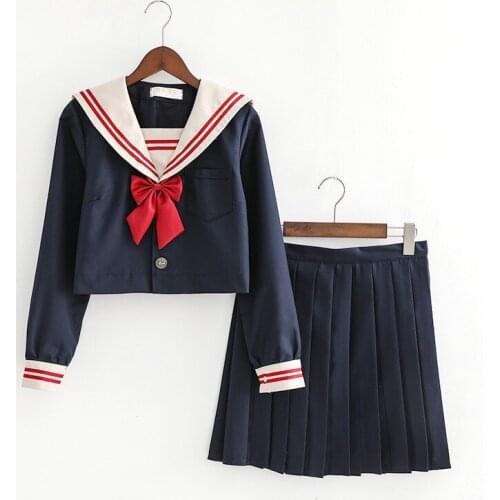 New Arrival Japanese Jk Sets School Uniform Girls Long /short Sleeve Autumn High School Women Novelty Sailor Suits Uniforms XXL