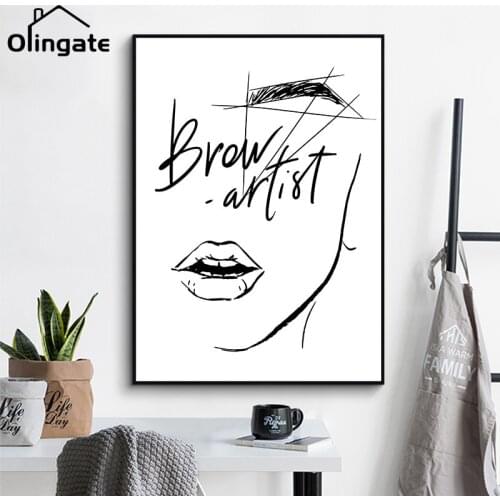 Lips Eyelashes Poster and Print Beauty Salon Wall Picture Girls Fashion Makeup Eyebrow One Piece Canvas Art Home Decor for Room