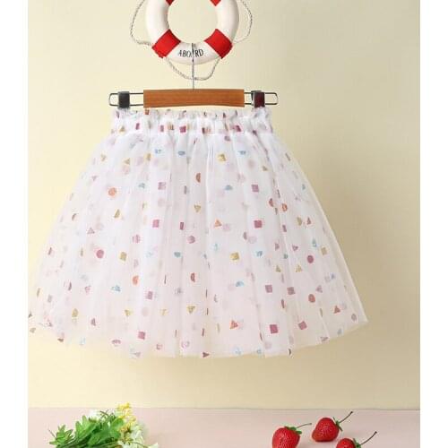 Polka Dot Solid Color Princess Pleated Skirt Summer Chiffon Fluffy Harajuku School Tulle Girls Skirts Kawaii Falda Skirt BW50DR