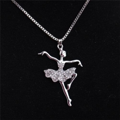 Cute Fashion Ballet Dance Dancing Ballerina Dancer Pendant Long Necklace Charm for Womens Jewelry Gift 30AG30