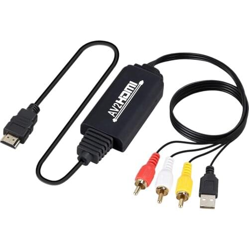 RCA to HDMI Converter, o Converter with USB Charge Cable, Mini AV 3RCA CVBS Composite Cable to 1080P HDMI Adapter