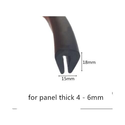Rubber Sealing U Strip 18x15x18mm for 4 - 6mm thick Glass Metal Car Wood Panel Board Edge Encloser Shield Black