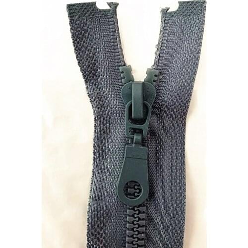2pcs, 5 # 25cm (10inch) gray Detachable Rubber Zipper with Open End Automatic Eco Lock Plastic Zipper for Sewing Suit