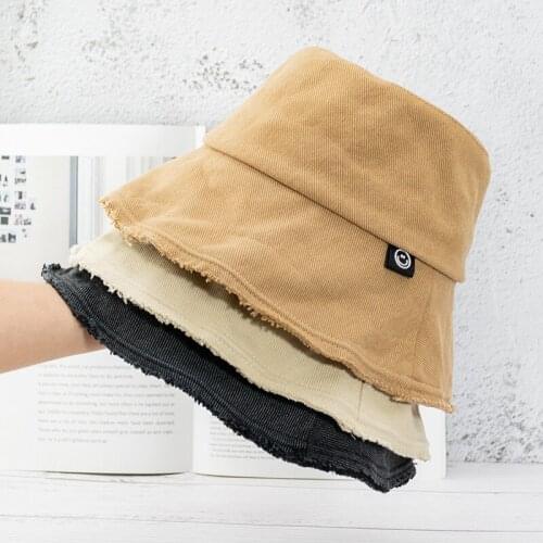 Japanese Harajuku Style Smiling Face Fisherman Hat Female Korean Version Sunscreen Big Eaves Sun Hat Uv50