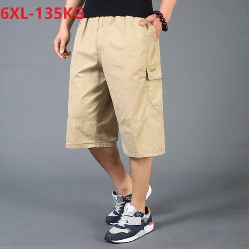 Summer Men cargo shorts cotton pockets plus size 6XL safari style shorts out door straight zipper shorts loose army green black
