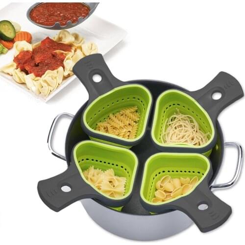 1Pcs Pasta Tools Foldable Silicone Colander Strainers Kitchen Strainer Spaghetti Net Cooker Basket Colander Kitchen Baking Tools