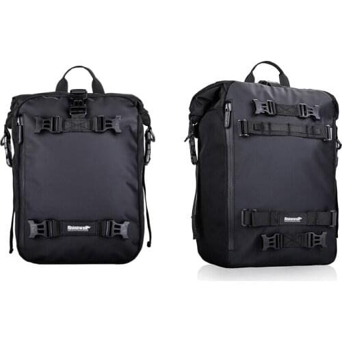 2X Rhinowalk Pannier Bag Bicycle Waterproof Motorbike Bag MTB Road Rear Rack Cycling Rear Seat Bag 10L/20L(Black)