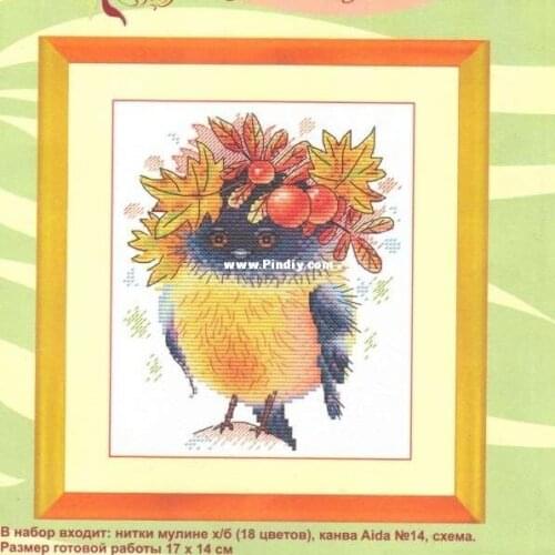 Cross stitch Handmade 14CT Counted Canvas DIY,Cross-stitch kits,Embroidery L Autumn Bird 23-26