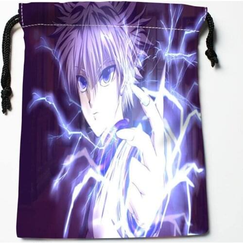 High quality Custom HUNTER x HUNTER printing storage bag drawstring bag gift Satin bags 18*22cm Compression Type Bags