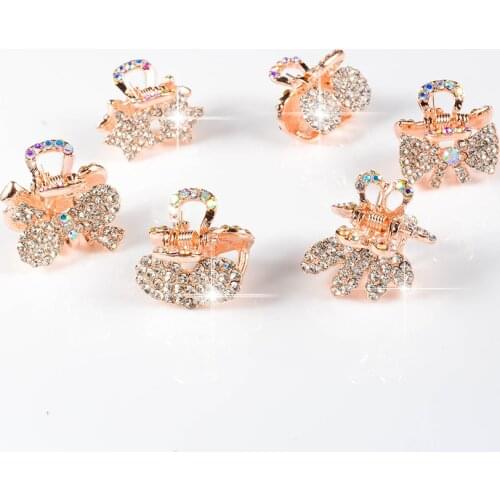 Bling Hair Claw Crab for Hair Korean Crystal Rhinestone Girl Mini Hair Claws for Women Bow knot Heart Star Small Hair Clip