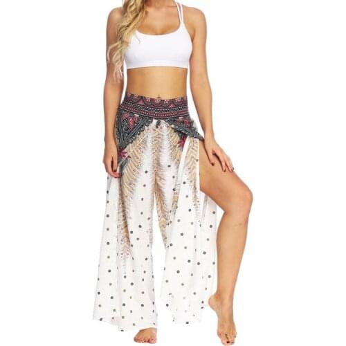 Women Yoga Pants Wide Leg Trouser Sports Bottom Quick Dry Broad Pant Vintage Bloomers Belly Dance Loose Travel Plage Sweatpants