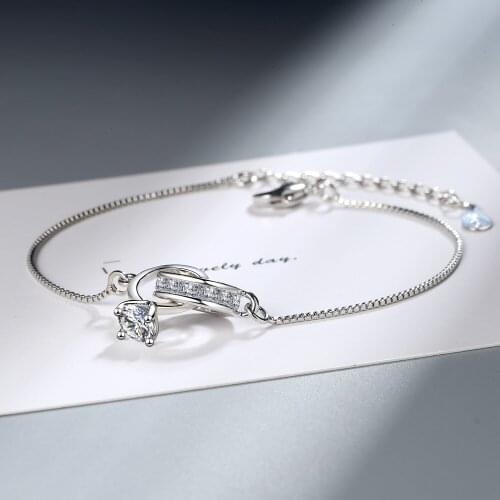 925 Sterling Silver Crystal Double Round Bead Charm Bracelet For Women Bracelet &Bangle Wedding Party Jewelry Gift