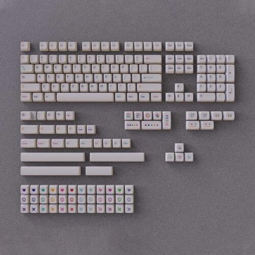 1 Full Set Colorful XDA Pencil Design White Keycaps For Cherry Switch Mechanical Gaming Sublimation PBT Flat Key Cap