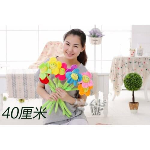 10 pieces a lot beautiful sunflowers plush muti-colour sunflowers about 40cm 0292