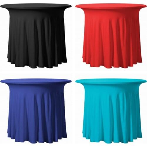15 Colors Pleated Round Spandex Table Cover Stretch Lycra Tablecloth For Wedding Banquet Table Cloth Event Decoration