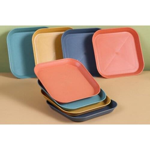 2Pcs Table Plates Flexible Multifunctional PP Colorful Smooth Square Dessert Dishes for Home