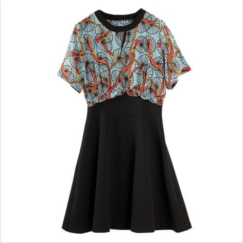 2021 Spring Summer New Dress Womens Round Neck Hollow Dresses Chain Printed High Waist Slim Midi Skirt For Female Skirts