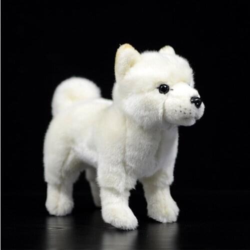 28cm Cute Real Life Standing White Shiba Inu Plush Toys Soft Lifelike Dog Stuffed Animal Kids Baby Lovely Toys Christmas Gifts