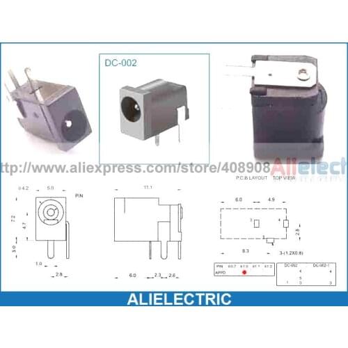 500pcs 3pin 4mm x 1.0mm DC Socket Jack Female PCB Charger Power Plug Soldering