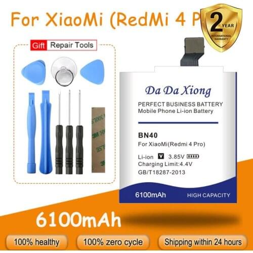 High Capacity 6100mAh BN40 Battery for Xiaomi Redmi 4 Pro for 3G RAM 32G ROM Edition Replacement batteries + free tools