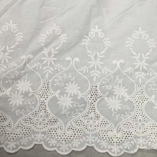 Free Shipping 100%cotton Two Side Bilateral Embroidery Lace Fabric Windows,Scarf Cloth DIY Material Width 130cm 1yard