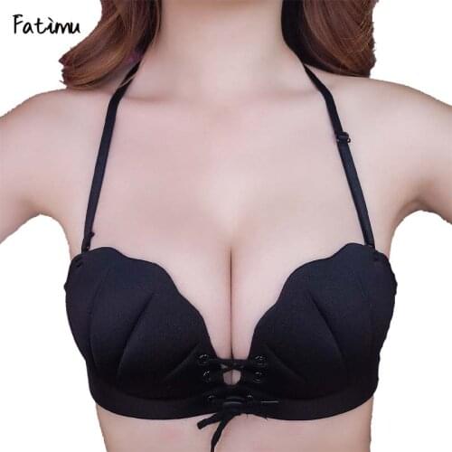 Fatimu Sexy Seamless Bra Gather Adjustable Women Lingerie Super Push Up Bra 4 Color Cup One-piece Womens Bras Underwear 3/4 Cup