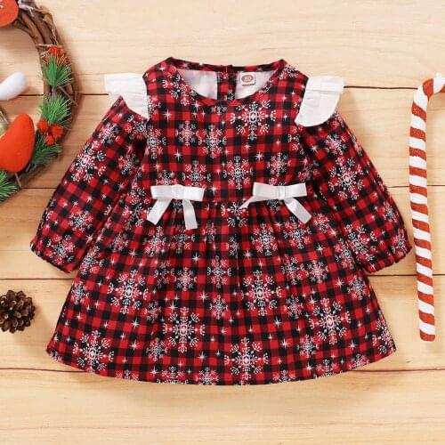 Winter Fall Newborn Baby Girls Plaid Bow Dress Clothes Long Sleeve Lounge Set for Children Kids Costumes Rompers Vestidos Bebe