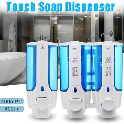 400ml Single/Double Row Shower Soap Dispenser Wall Mounted Liquid Shampoo Plastic Bathroom Accessories Detergent