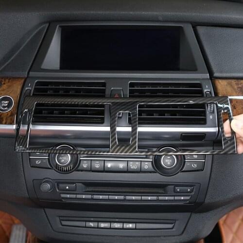 For BMW X5 E70 2008-2013 Car Accessories Carbon Fiber ABS Center Air Conditioning Vent Frame Trim 1 Pcs