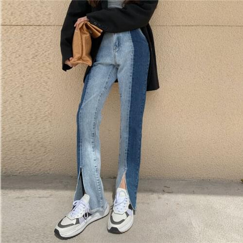 Jeans Woman Autumn Spring Fashion Softener Button Fly Skinny Sweet Full Length Low Washed Spliced Korean Ladylike Girls Jeans