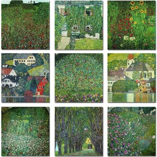 Flowers and Landscape Famous Paintings By Gustav Klimt Canvas Poster Reproductions Classical Wall Art For Living Room Unframed