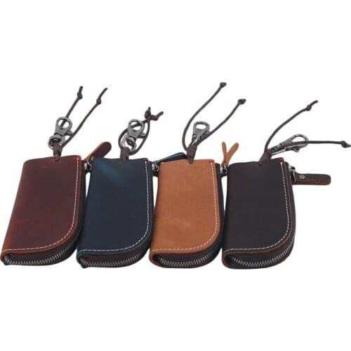 Genuine Leather Key Wallet Pouch Business Men Door Car Key Case Bag Holder Male Keychain Key Organizer Housekeeper