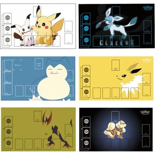 Pokemon PTCG Battle Card Table Mat Mimikyu Jolteon Snorlax Glaceon Arcanine Haxorus Card Mat DIY Double Mat Kids Toy Gift