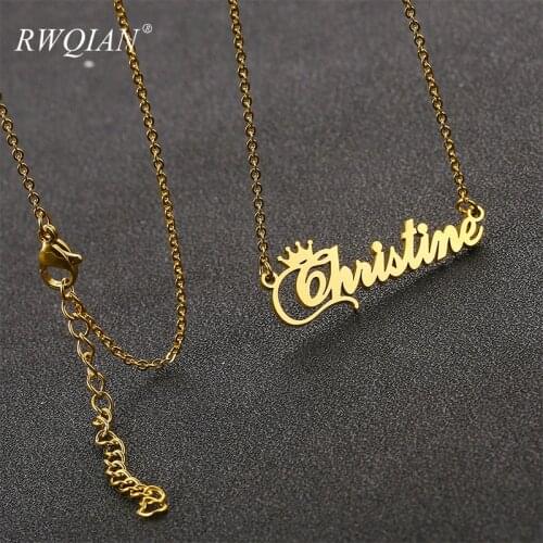 "Christine" Name Necklace Stainless Steel Personalized Necklaces Custom Pendant Gold Chain Necklace for Women Charm Jewelry Gift