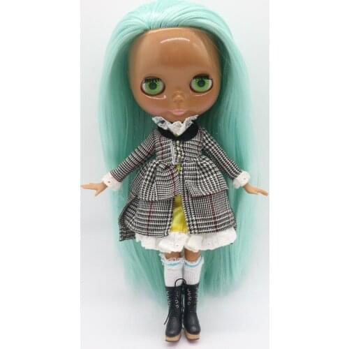 Joint body Nude Blyth Doll,black skin green hair Factory doll Fashion doll Suitable For DIY 20170930