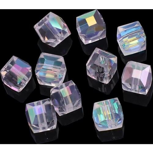 AAA Quality 2 3 4 6 8 10MM Crystal Glass AB Square Beads Cube Loose Spacer Beads Accessories for Necklace Earring Jewelry Making