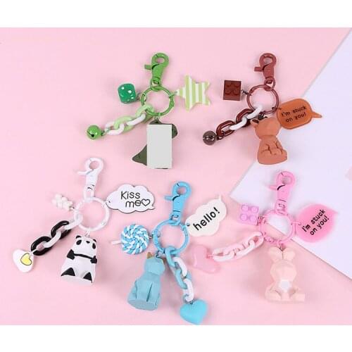 Cute Cartoon Resin Dinosaur Boy KeyChain Fashion Trend Bag Pendant Decoration Creative Car KeyRing Couple Key Chain Jewelry Gift