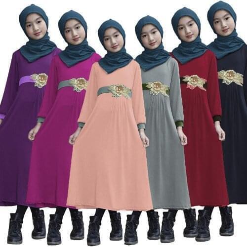 Muslim Kids Girls Abaya Long Dress Kaftan Ramadan Islamic Clothing Arabic Robe Gown Maxi Party Caftan School Children Dresses