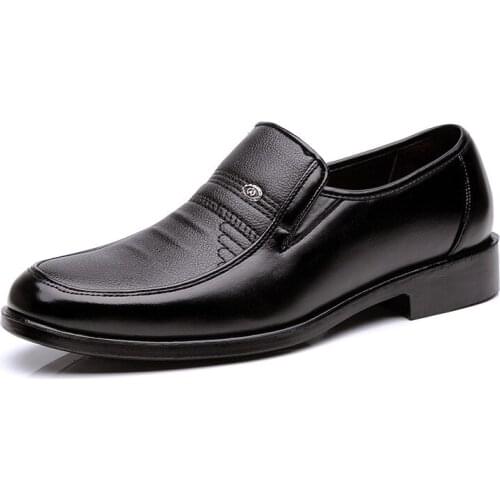 Mazefeng Men Leather Shoes Man Business Dress Classic Style Flats Brown Black Slip-on Pointed Toe Shoe for Men Oxford Shoes 2020