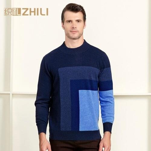 High Quality 100% Cashmere Sweaters Real Men Autumn Winter Knitted Merino Wool Sweater Fashion Striped O-Neck Pullover Male