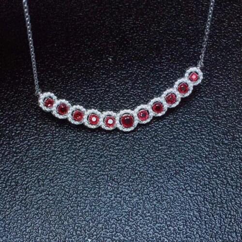 Natural red ruby gem Pendant necklace S925 silver Natural gemstone necklace Elegant lovely smiling women party gift jewelery