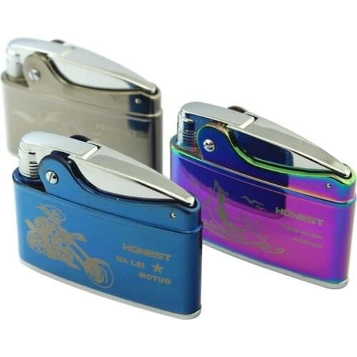 Unusual lighter retro creative metal lighter open flame kerosene lighter cigar smoking gadgets and accessories gifts for men