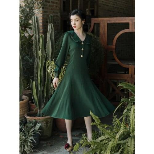 2020 new fashion womens clothing Peter pan Collar Vintage dress