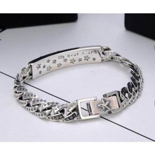 BOCAI New Real Pure s925 Silver Jewelry personalized Man and Woman Couple Bracelet simple Star fashion Bracelet
