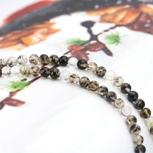 Charming 4mm black multicolor watermelon tourmaline round loose beads 15inches exquisite DIY women jewelry making gift