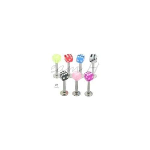 Wholesale Lip piercing Dice Labret Ring Body piercing Jewelry 100pcs/lot Free Shipping