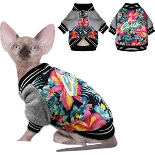 Autumn/Winter Pet Cat Clothes Thicken Warm Cotton Puppy Pet Cat Coat Jackets Costumes Printed Clothes For Small Cats Dogs Sphynx